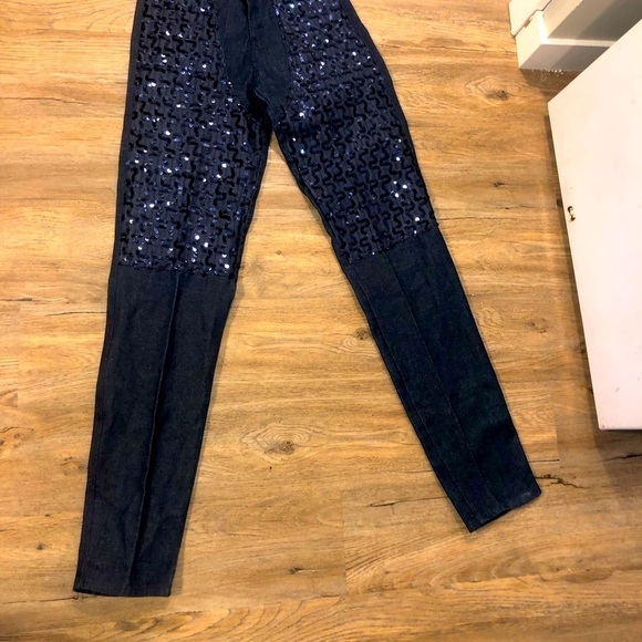Vintage TALL panhandle slims sequin western jeans super high waist long size 7-8 - Picture 2 of 10